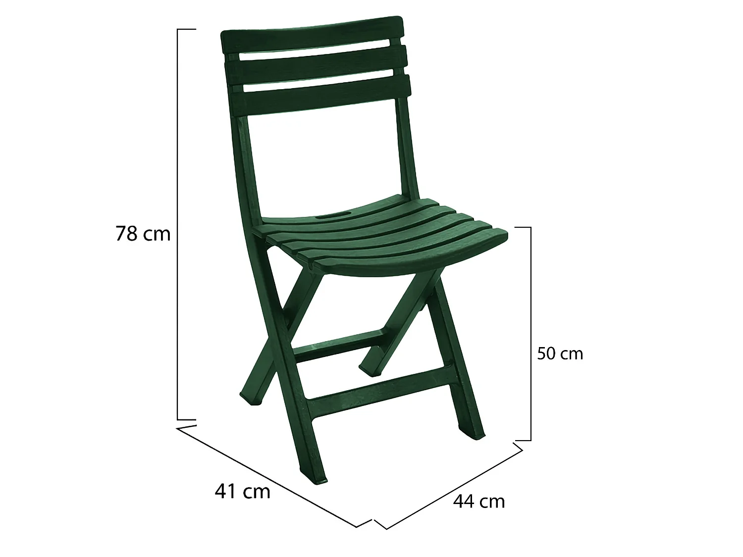 Sedia da Esterno Jennie, 4 Sedie Made in Italy, Verde, Finitura a Doghe, Pieghevole