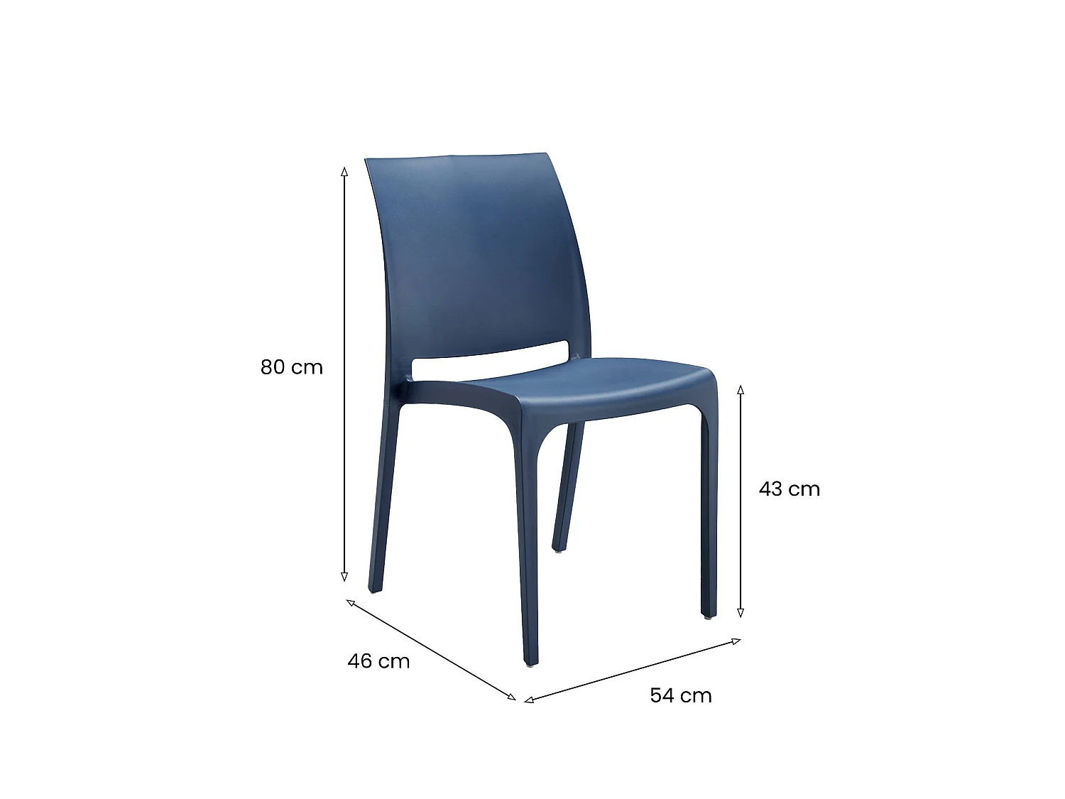 Silla de Exterior Camo, una silla hecha en Italia, azul, apilable, peso soportado 110 kg
