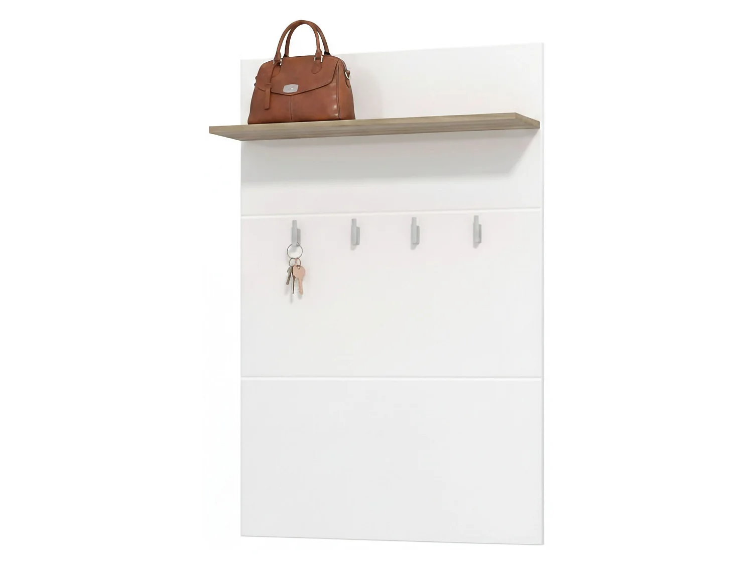 Porte-manteau Montese, set Kit de Fixation Murale Incluse, 114h cm Blanc, 4 Crochets, Installation Murale