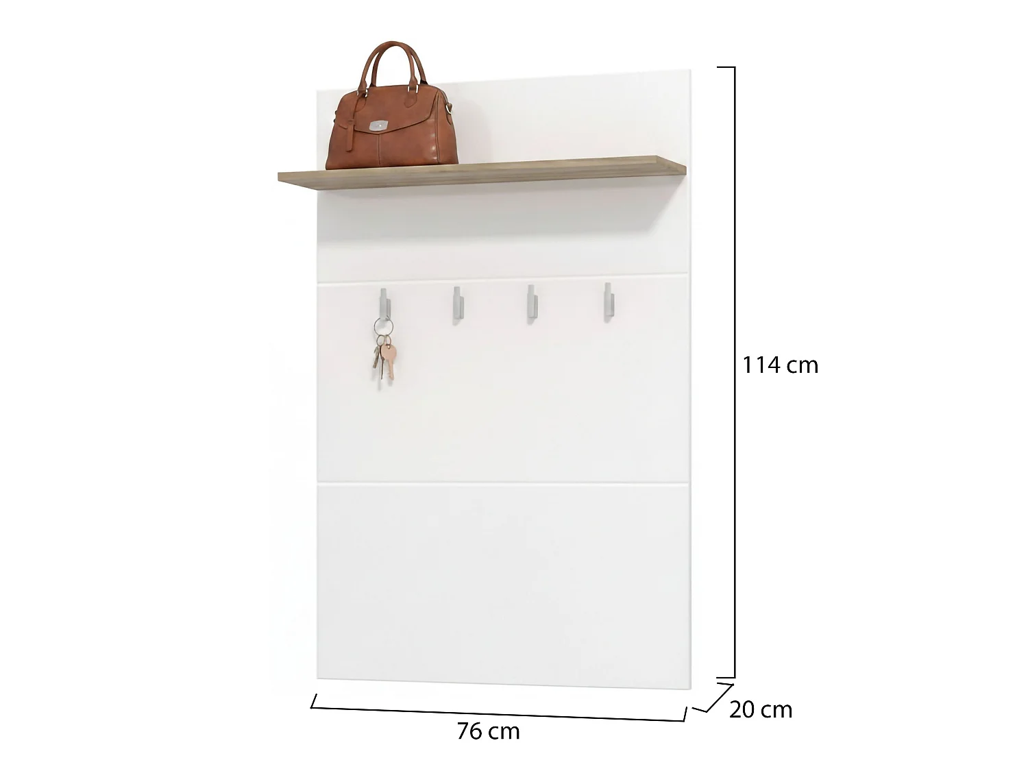 Porte-manteau Montese, set Kit de Fixation Murale Incluse, 114h cm Blanc, 4 Crochets, Installation Murale