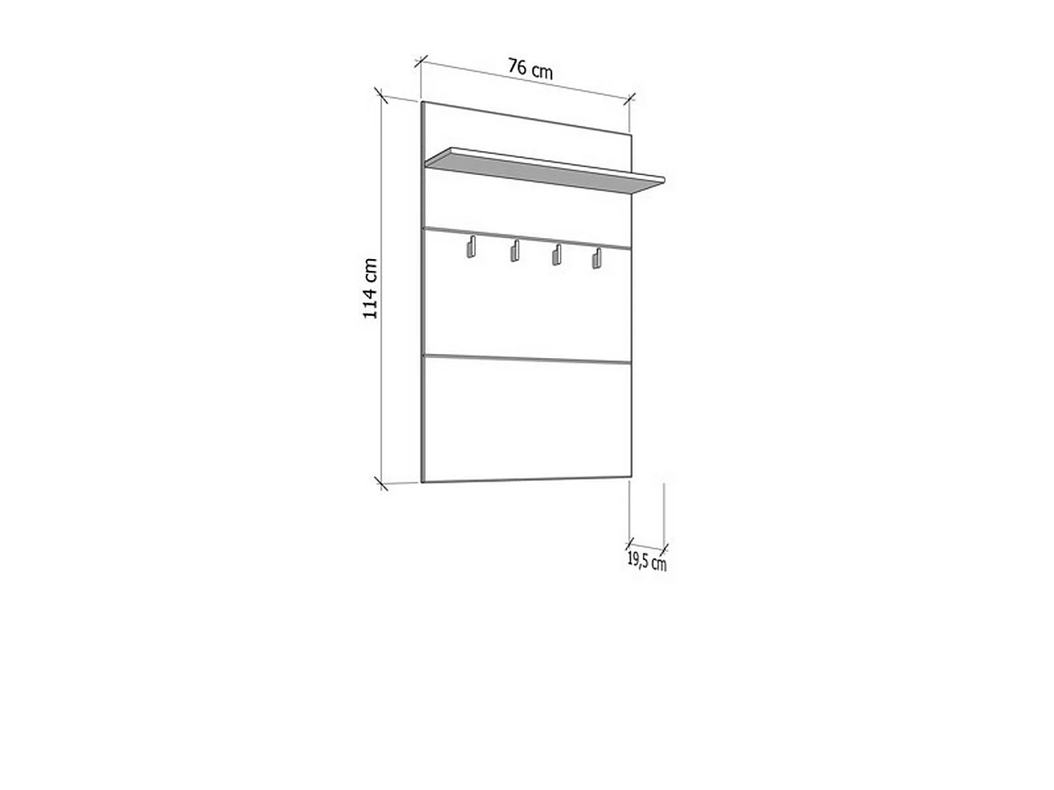 Porte-manteau Montese, set Kit de Fixation Murale Incluse, 114h cm Blanc, 4 Crochets, Installation Murale