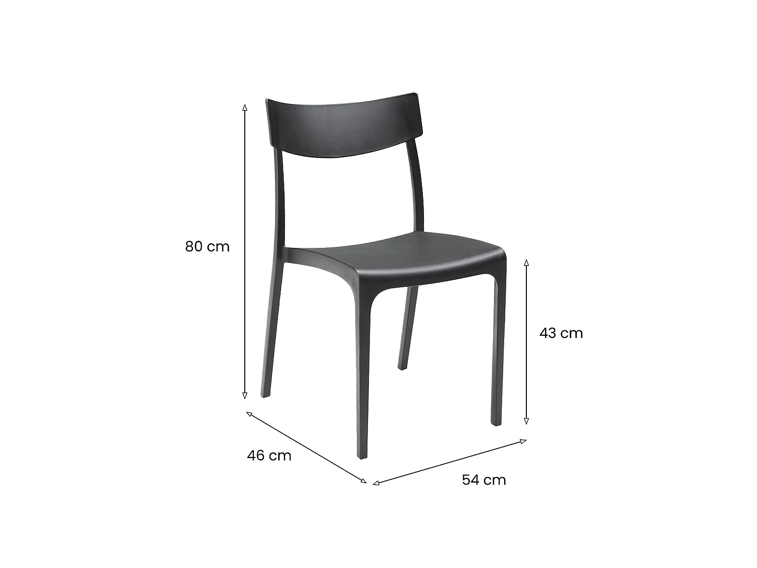 Cadeira de Exterior Lupia, uma Cadeira Fabricada na Itália, Cinzento Antracite, Empilhável, Peso suportado 110 kg