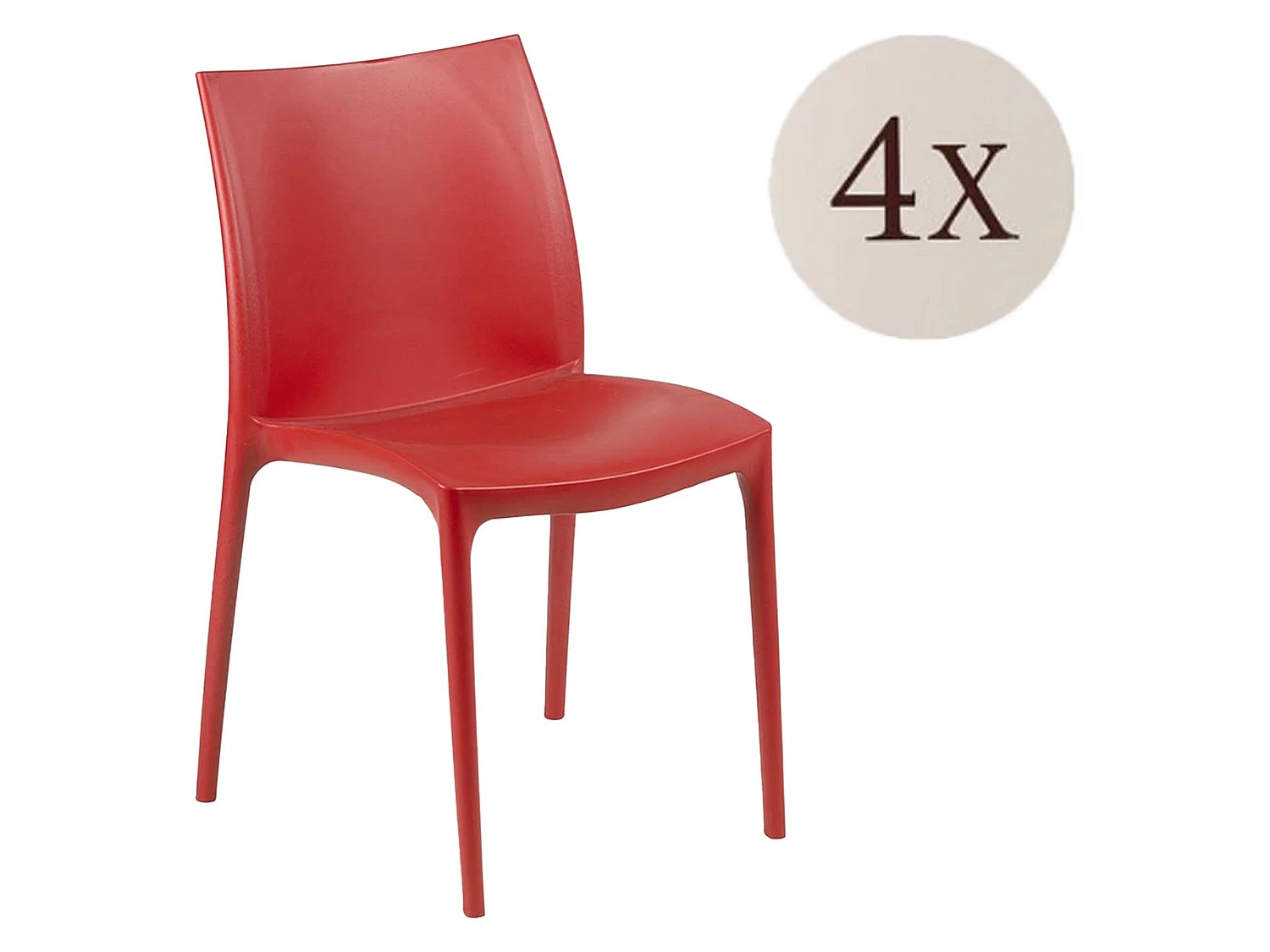 Sedia da Esterno Grover, 4 Sedie Made in Italy, Rosso, Impilabile, Finitura Liscia