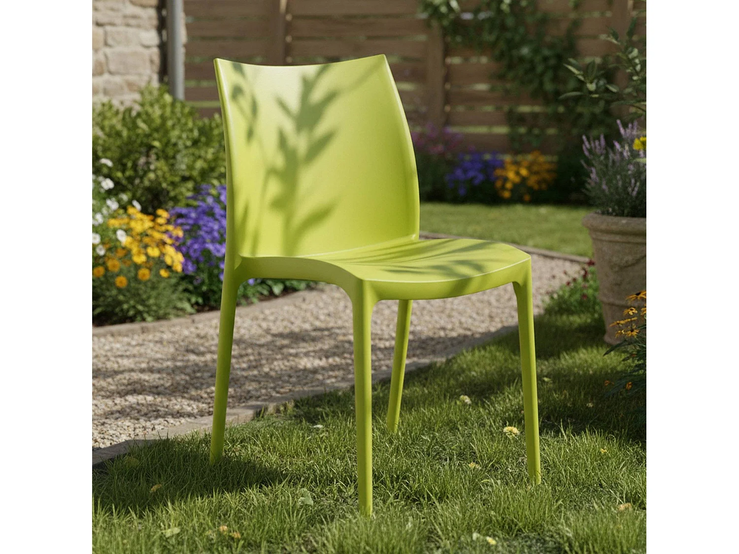 Sedia da Esterno Grover, una Sedia Made in Italy, Verde, Impilabile, Finitura Liscia