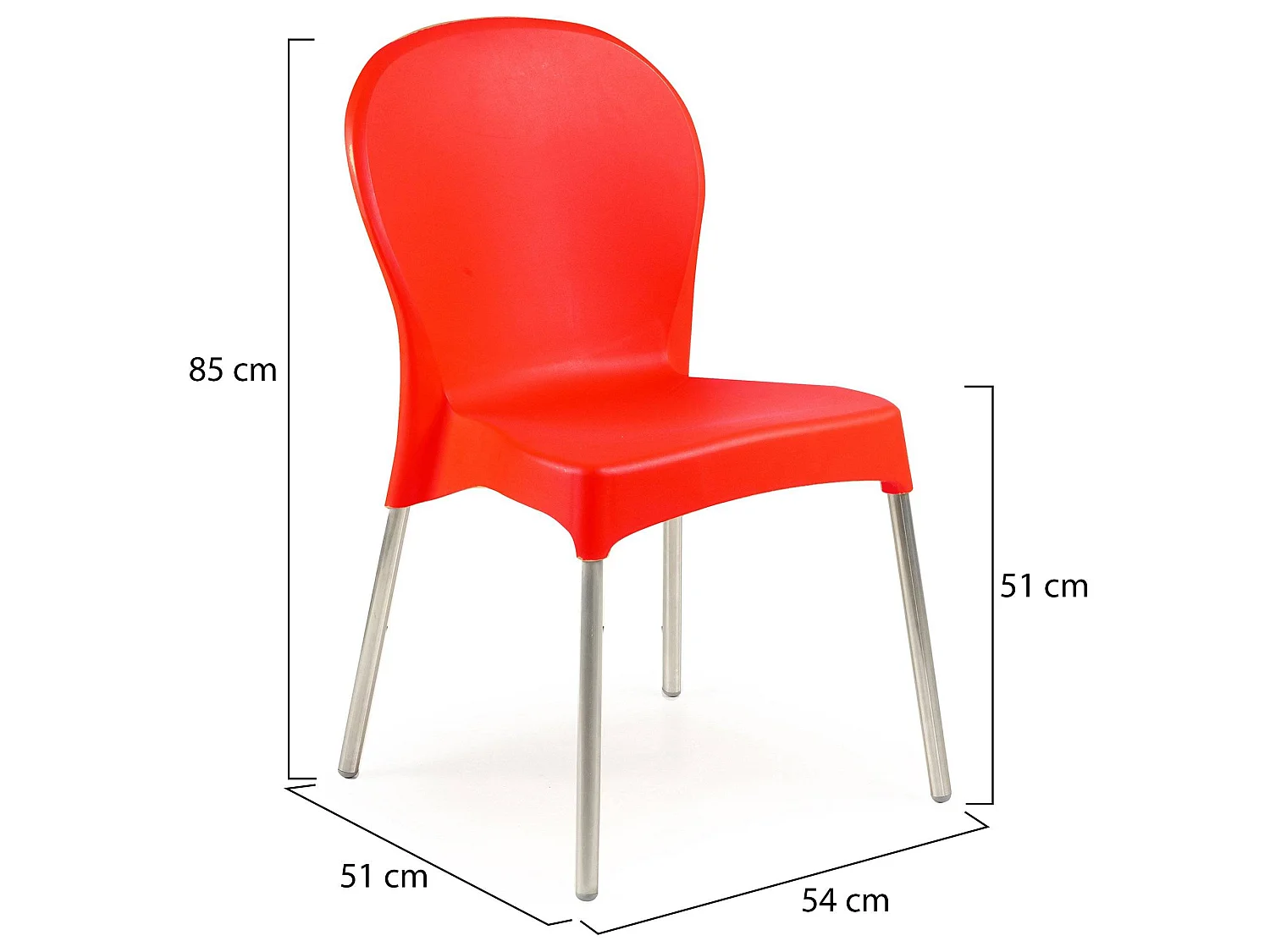 Sedia da Esterno Linder, una Sedia Made in Italy, Rosso, Impilabile, Finitura Liscia