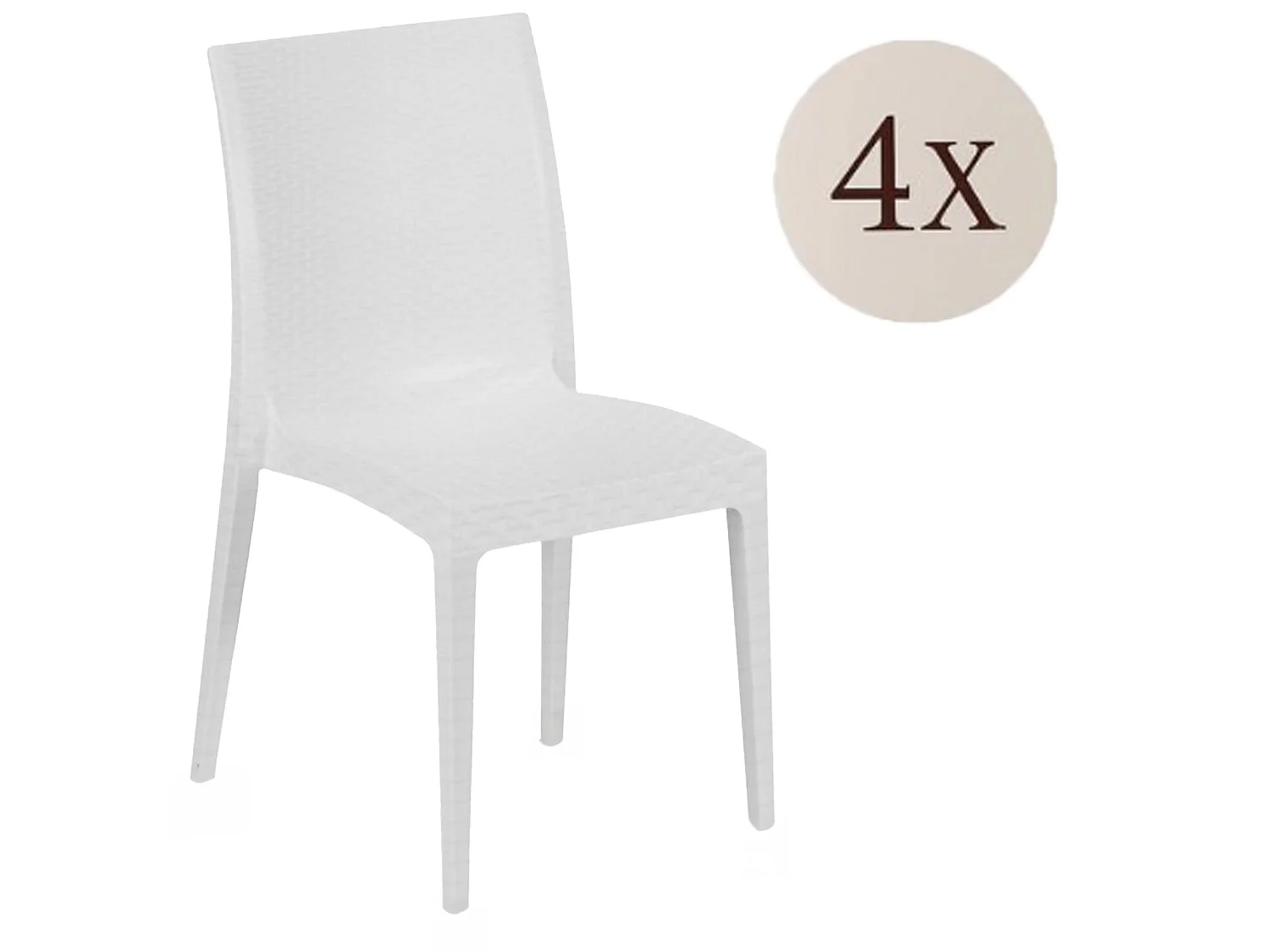 Silla de Exterior Ormea, 4 Sillas Hechas en Italia, Blanco, Apilable, Peso soportado 120 kg