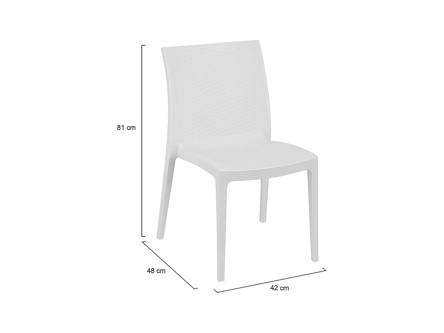 Silla de Exterior Ormea, 4 Sillas Hechas en Italia, Blanco, Apilable, Peso soportado 120 kg