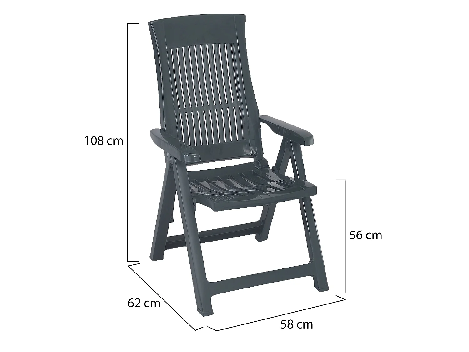 Sedia da Esterno Heflin, una Sedia Made in Italy, Verde, Schienale Reclinabile, Multiposizione