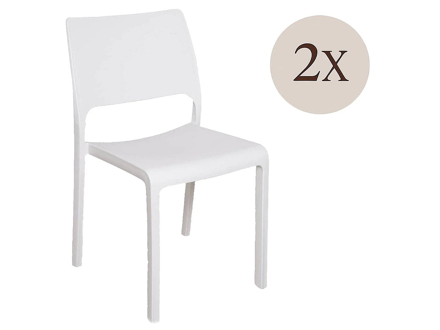 Silla de Exterior Cereseto, 2 Sillas Hechas en Italia, Blanco, Apilable, Peso soportado 120 kg
