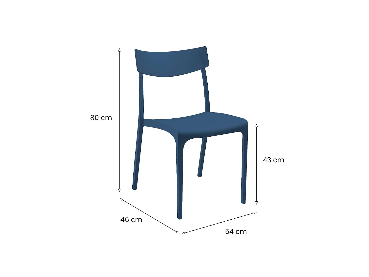 Silla de exterior Lupia, una silla hecha en Italia, azul, apilable, peso soportado 110 kg