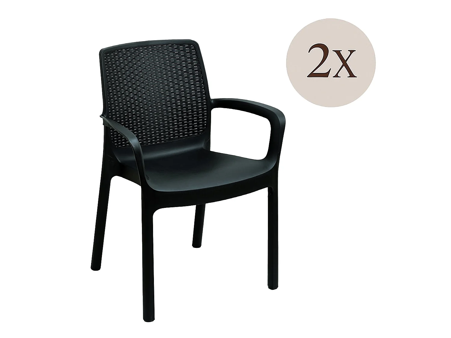 Sedia da Esterno Mattagga, 2 Sedie Made in Italy, Nero Antracite, Impermeabile, Impilabile