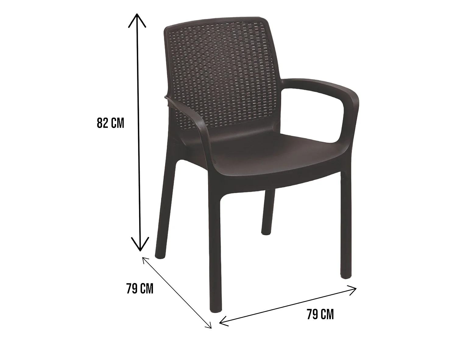 Sedia da Esterno Mattagga, 2 Sedie Made in Italy, Nero Antracite, Impermeabile, Impilabile