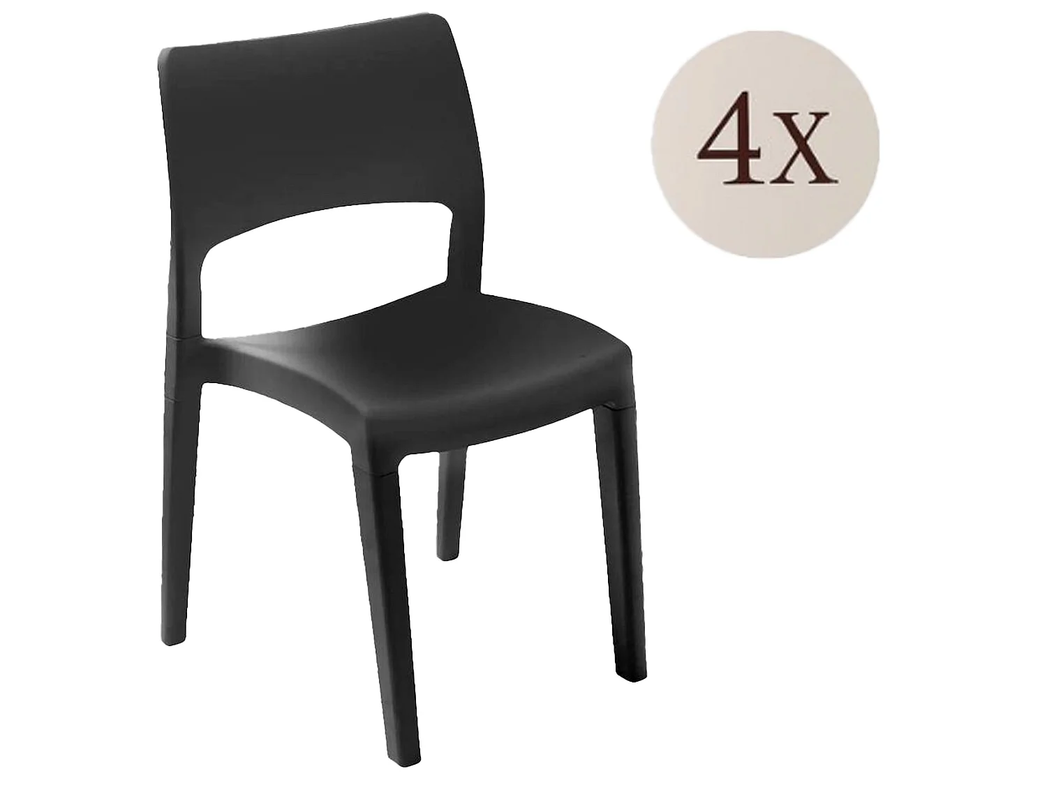 Buitenstoel Zirkoon, 4 stoelen gemaakt in Italië, antracietgrijs, stapelbaar, draagvermogen 120 kg