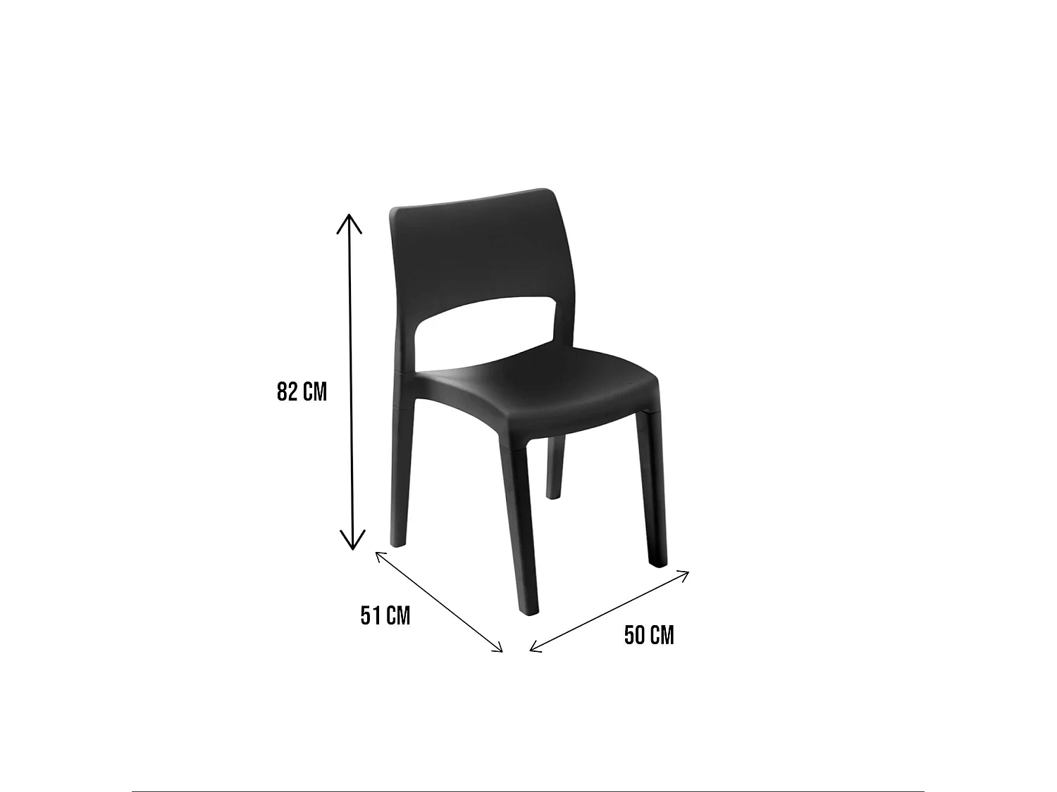 Buitenstoel Zirkoon, 4 stoelen gemaakt in Italië, antracietgrijs, stapelbaar, draagvermogen 120 kg