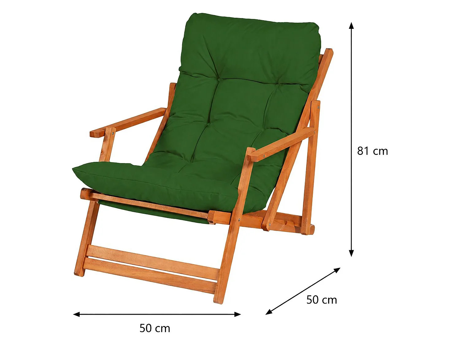 Cadeira de Exterior Stintino, uma Cadeira, Verde, Encosto Reclinável, Acolchoado