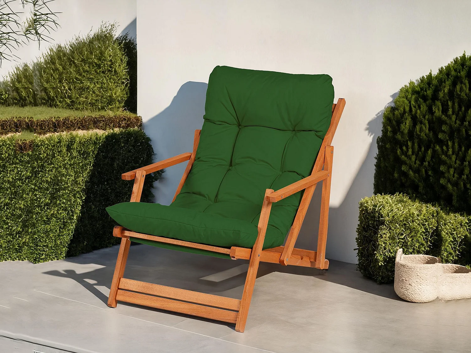 Cadeira de Exterior Stintino, uma Cadeira, Verde, Encosto Reclinável, Acolchoado