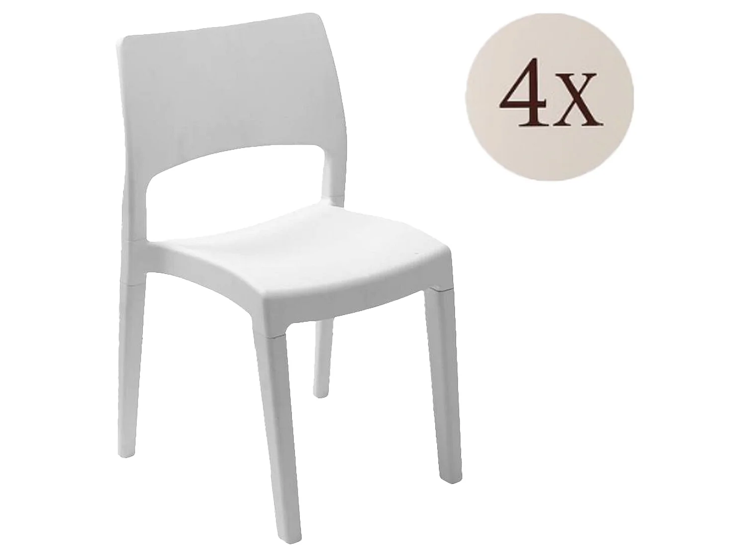 Chaise d'extérieur Zircone, 4 chaises Made in Italy, Blanc