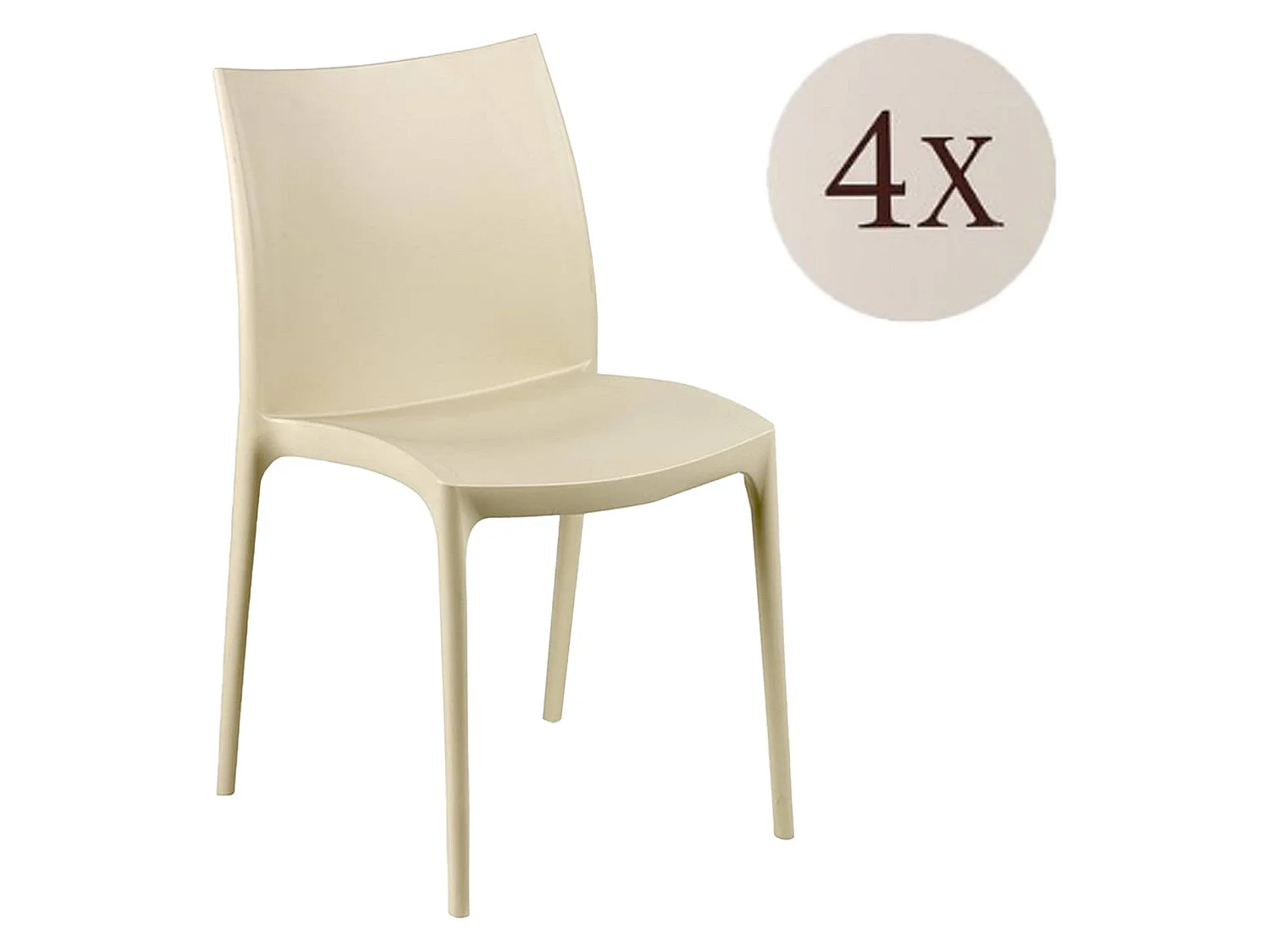 Sedia da Esterno Grover, 4 Sedie Made in Italy, Beige, Impilabile, Finitura Liscia