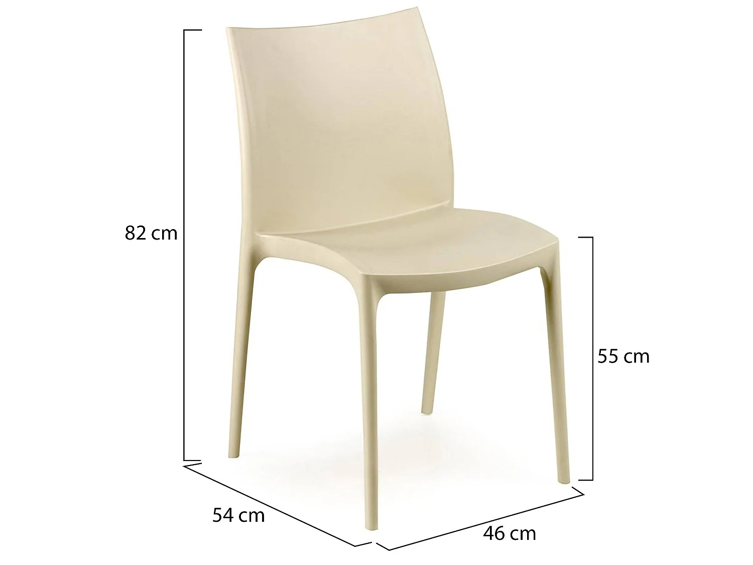 Sedia da Esterno Grover, 4 Sedie Made in Italy, Beige, Impilabile, Finitura Liscia