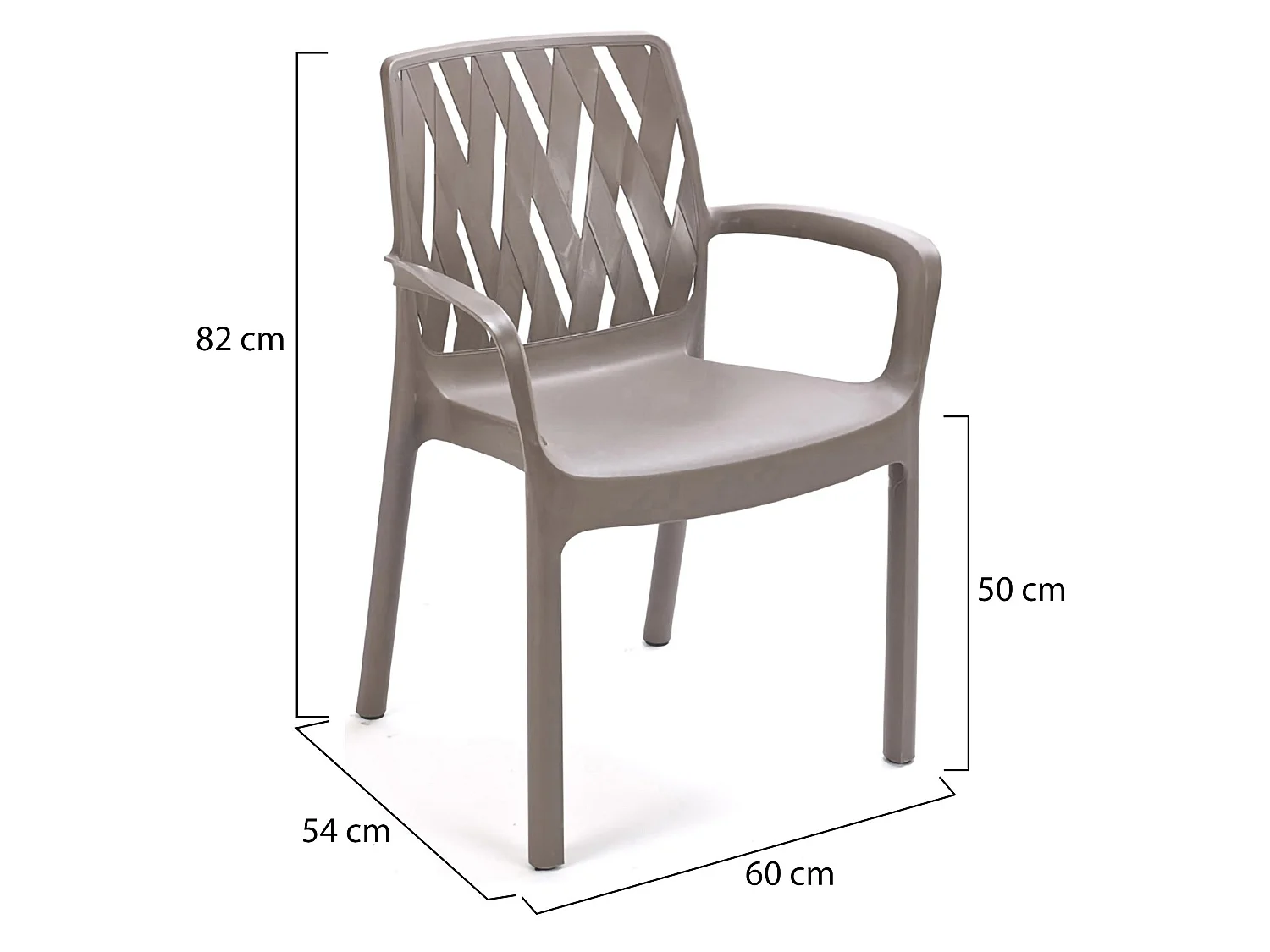 Sedia da Esterno Rumley, 4 Sedie Made in Italy, Beige, Impilabile, Finitura Liscia