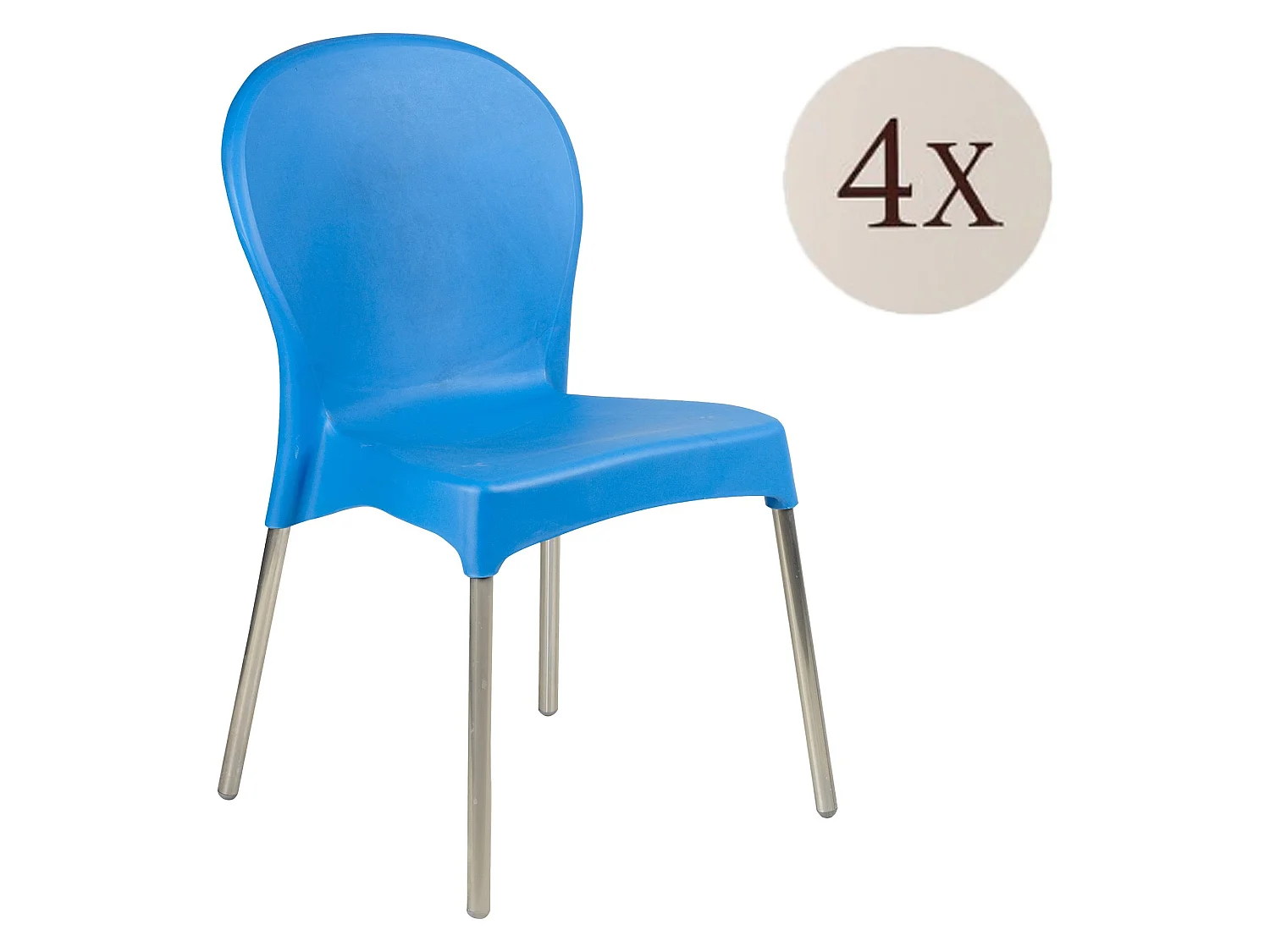 Sedia da Esterno Eclectic, 4 Sedie Made in Italy, Azzurro, Impilabile, Finitura Liscia