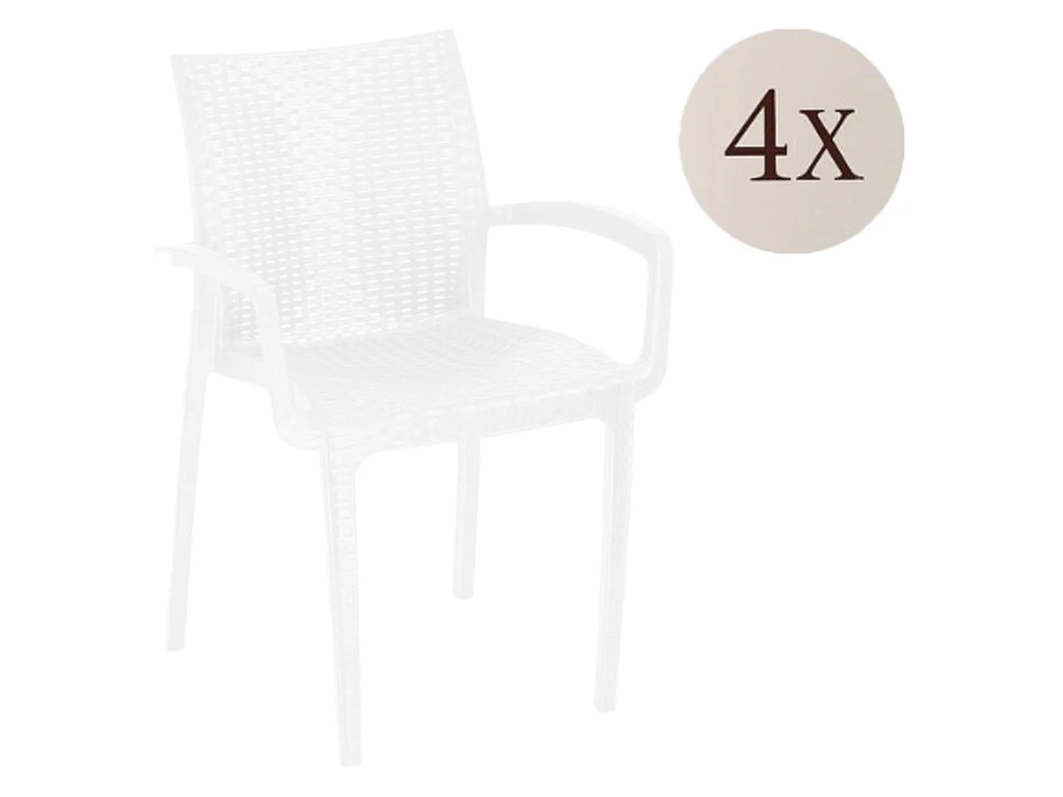 Sedia da Esterno Buono, 4 Sedie Made in Italy, Bianco, Impilabile, Braccioli
