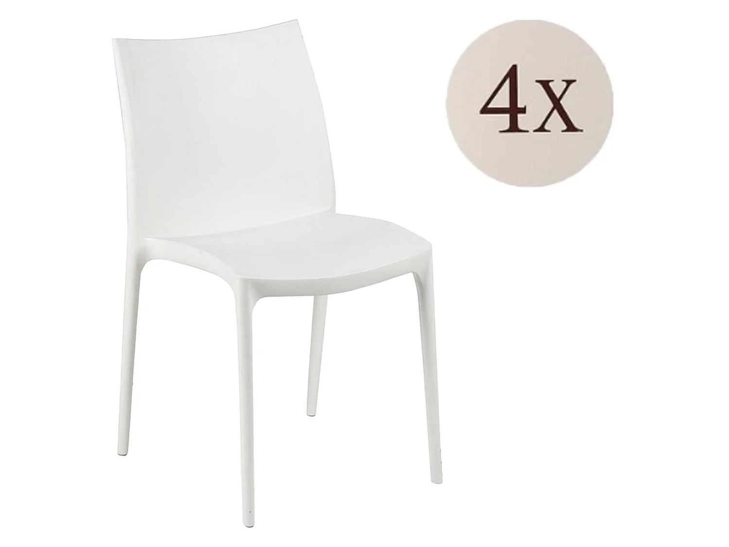 Sedia da Esterno Grover, 4 Sedie Made in Italy, Bianco, Impilabile, Finitura Liscia