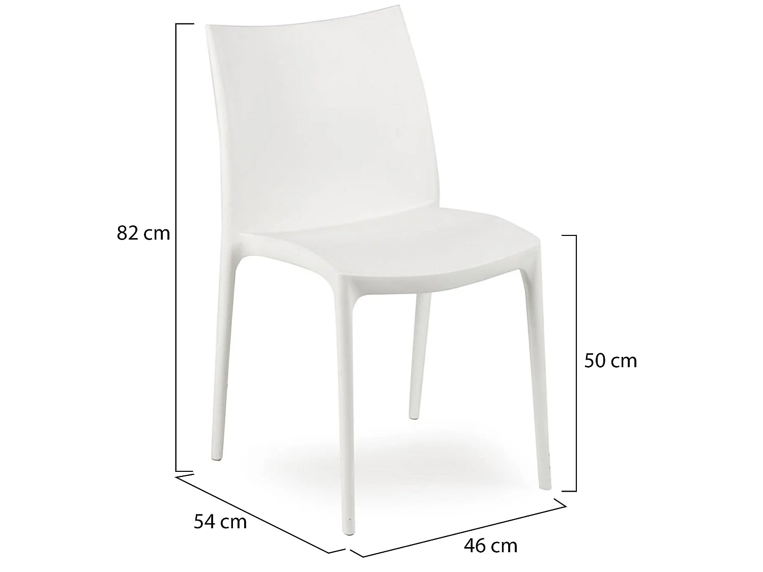 Sedia da Esterno Grover, 4 Sedie Made in Italy, Bianco, Impilabile, Finitura Liscia