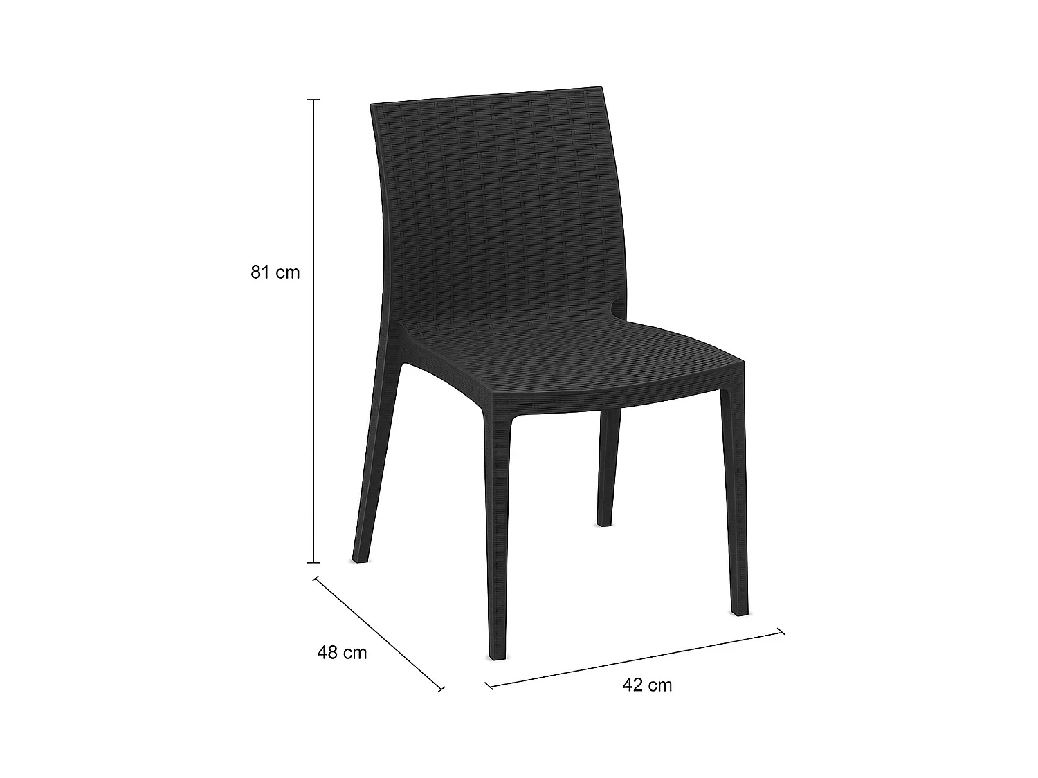 Buitenstoel Ferla, een in Italië gemaakte stoel, antracietgrijs, stapelbaar, draaggewicht 120 kg