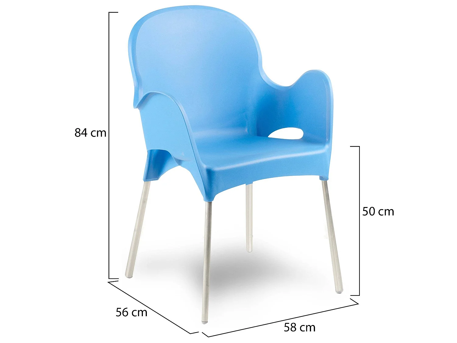 Sedia da Esterno Vashti, una Sedia Made in Italy, Azzurro, Impilabile, Finitura Liscia
