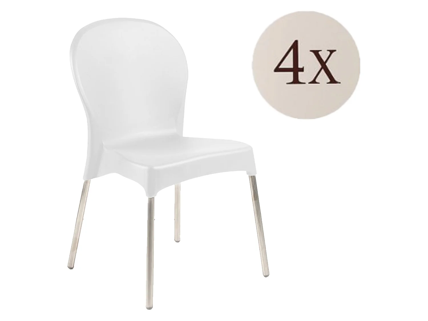 Sedia da Esterno Eclectic, 4 Sedie Made in Italy, Bianco, Impilabile, Finitura Liscia