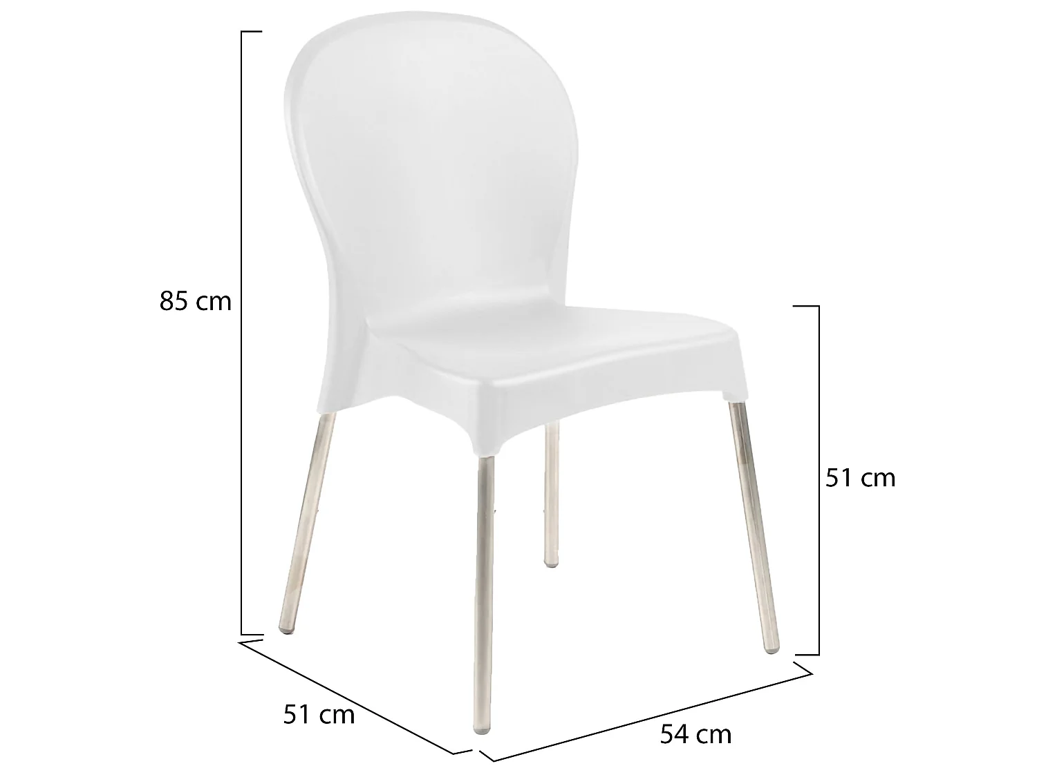 Sedia da Esterno Eclectic, 4 Sedie Made in Italy, Bianco, Impilabile, Finitura Liscia