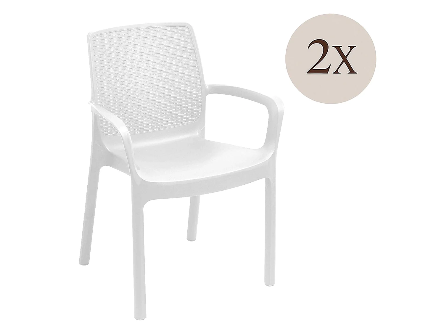 Sedia da Esterno Mattagga, 2 Sedie Made in Italy, Bianco, Impermeabile, Impilabile