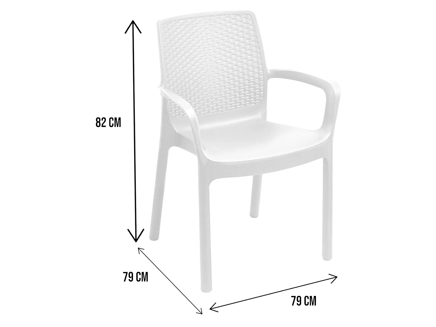 Sedia da Esterno Mattagga, 2 Sedie Made in Italy, Bianco, Impermeabile, Impilabile