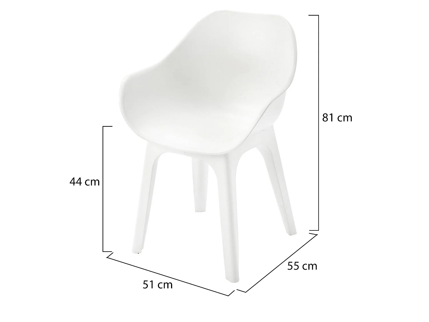 Sedia da Esterno Wesconnett, una Sedia Made in Italy, Bianco, Finitura Liscia, Braccioli