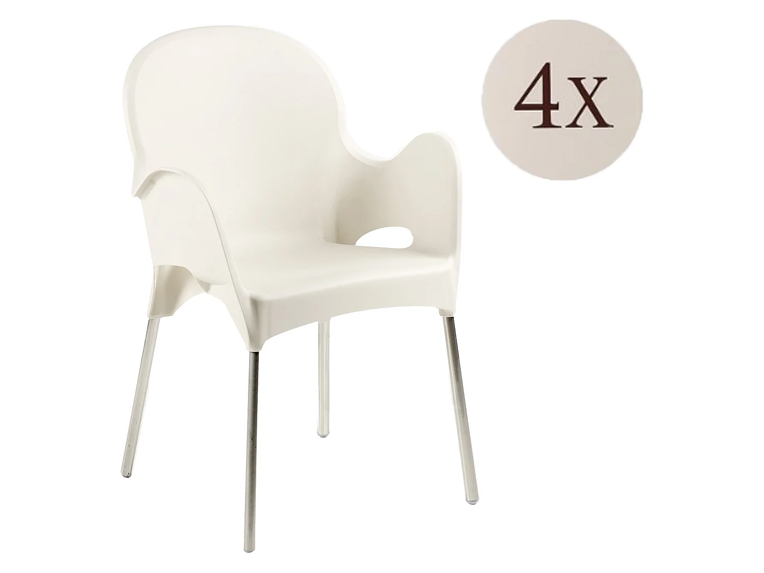 Sedia da Esterno Raimund, 4 Sedie Made in Italy, Beige, Impilabile, Finitura Liscia