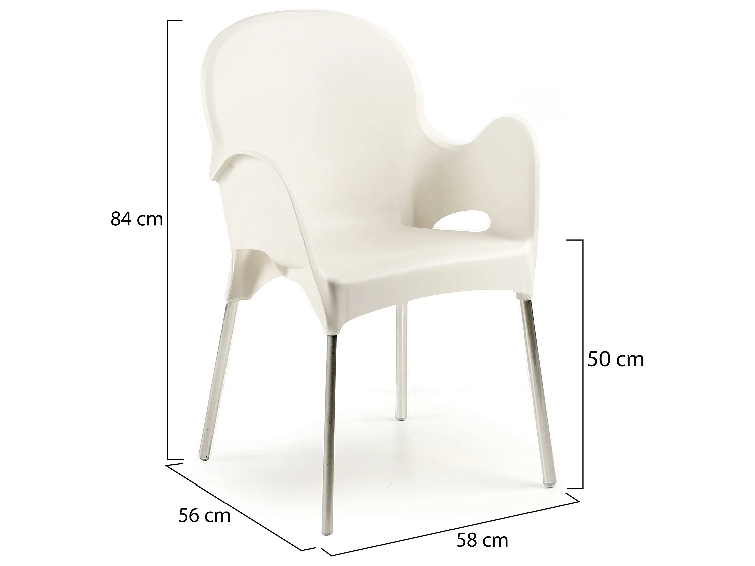 Sedia da Esterno Raimund, 4 Sedie Made in Italy, Beige, Impilabile, Finitura Liscia