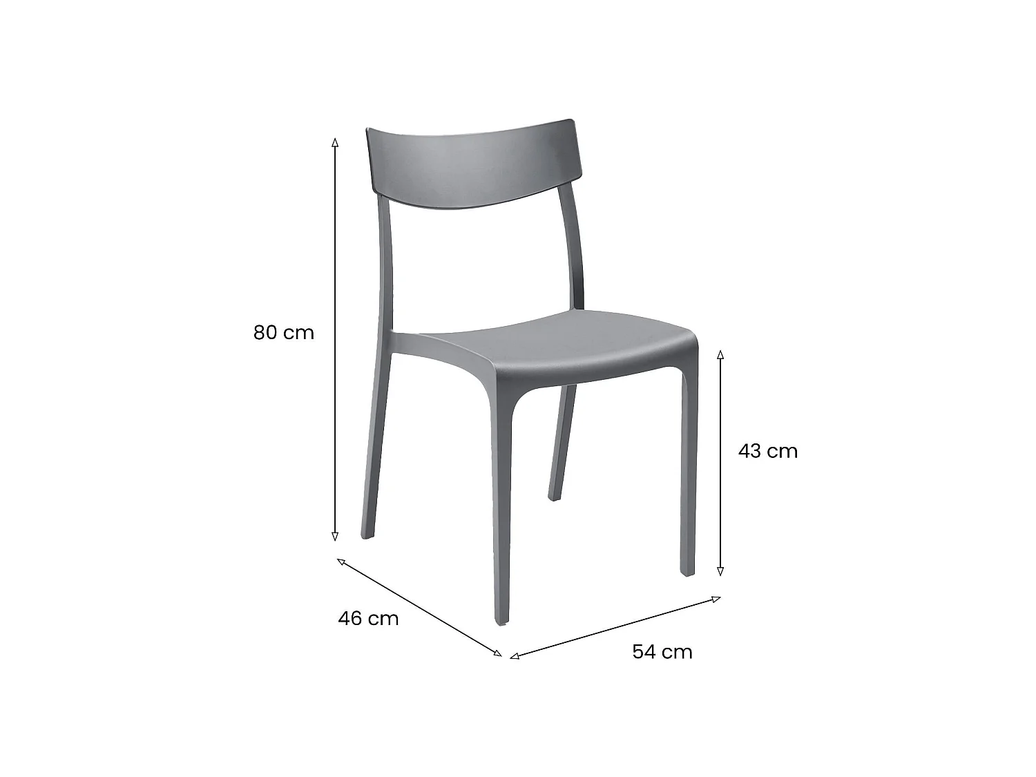 Silla de Exterior Lupia, una silla fabricada en Italia, gris, apilable, peso soportado 110 kg