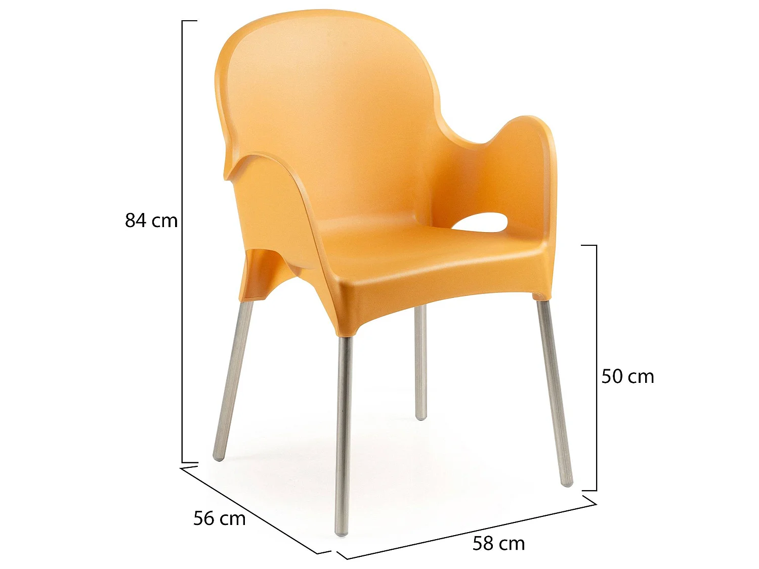 Sedia da Esterno Vashti, una Sedia Made in Italy, Arancione, Impilabile, Finitura Liscia
