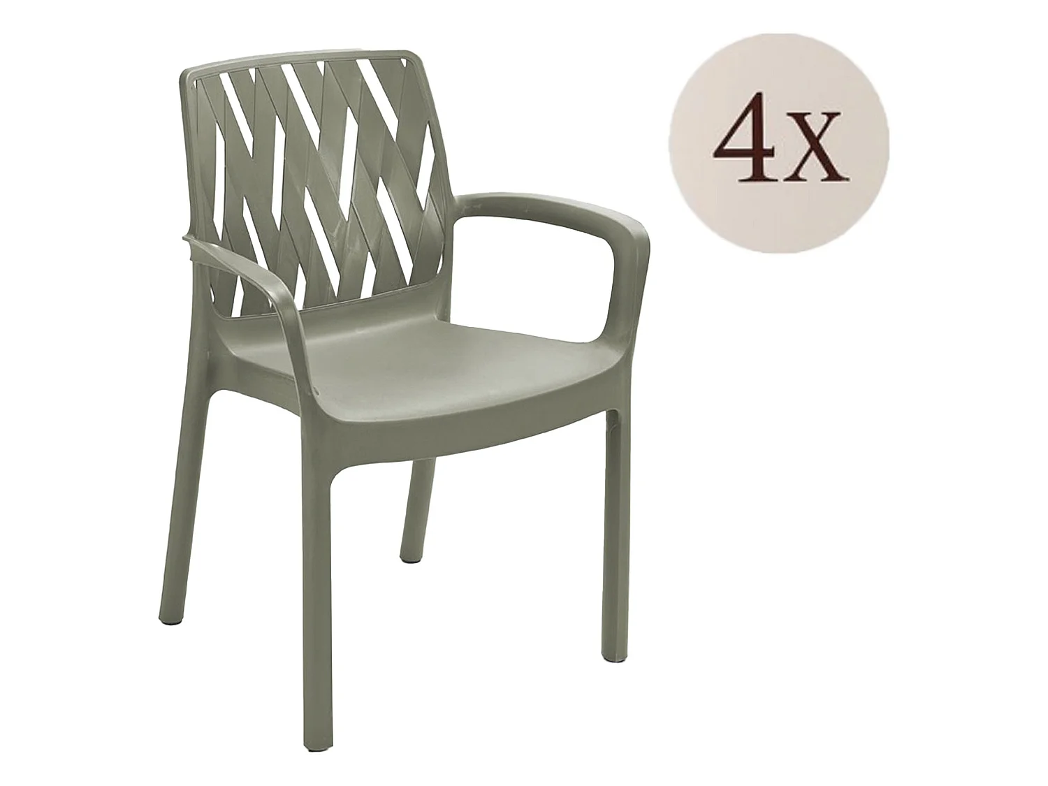 Sedia da Esterno Rumley, 4 Sedie Made in Italy, Verde, Impilabile, Finitura Liscia