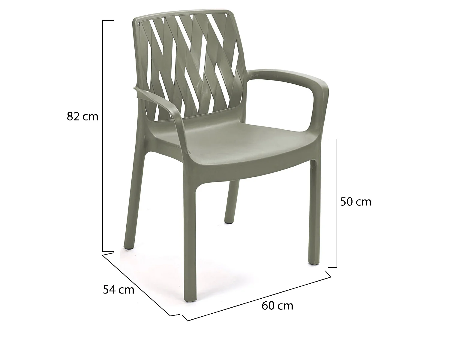 Sedia da Esterno Rumley, 4 Sedie Made in Italy, Verde, Impilabile, Finitura Liscia