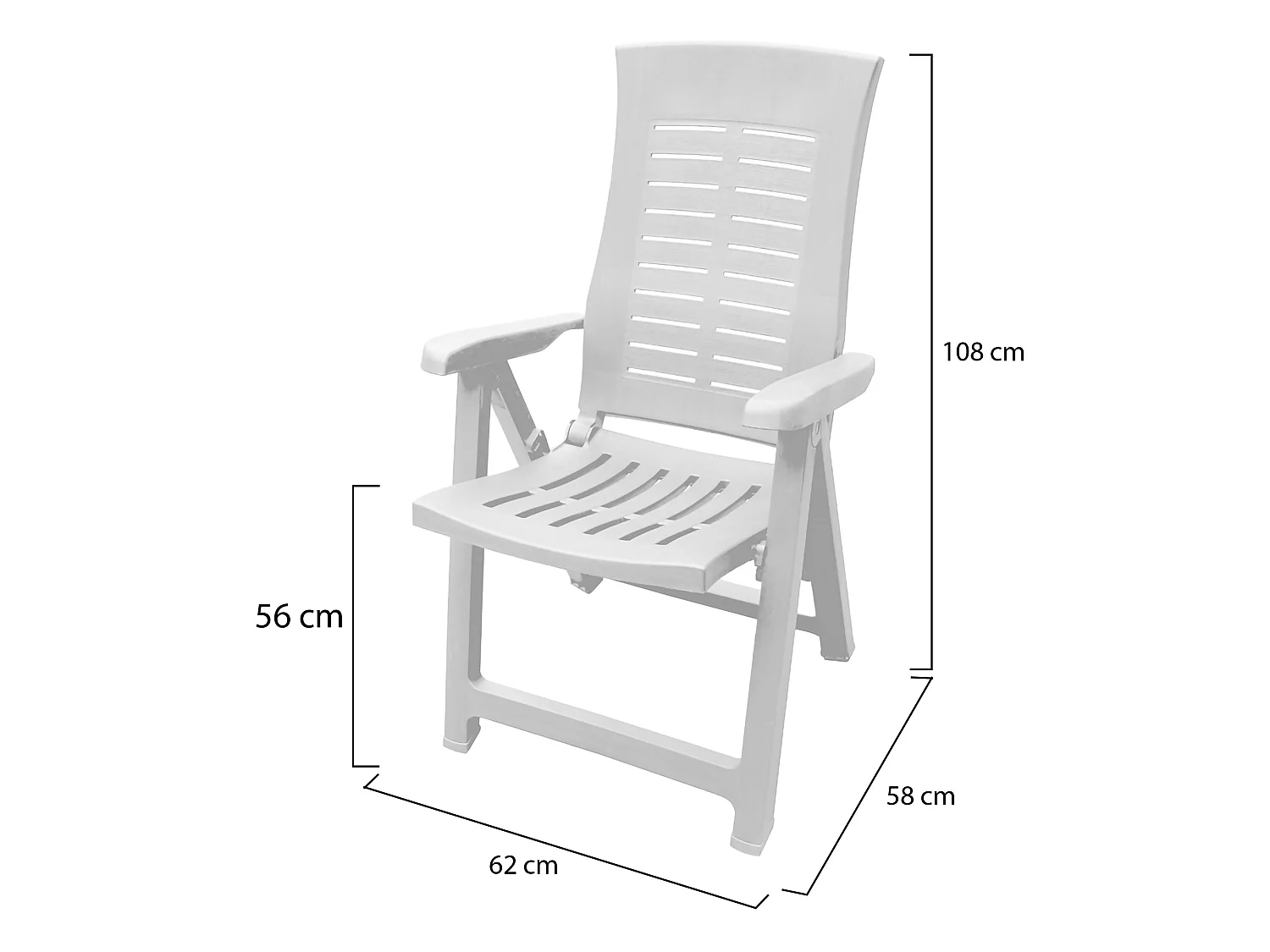Sedia da Esterno Rhump, una Sedia Made in Italy, Bianco, Schienale Reclinabile, Multiposizione
