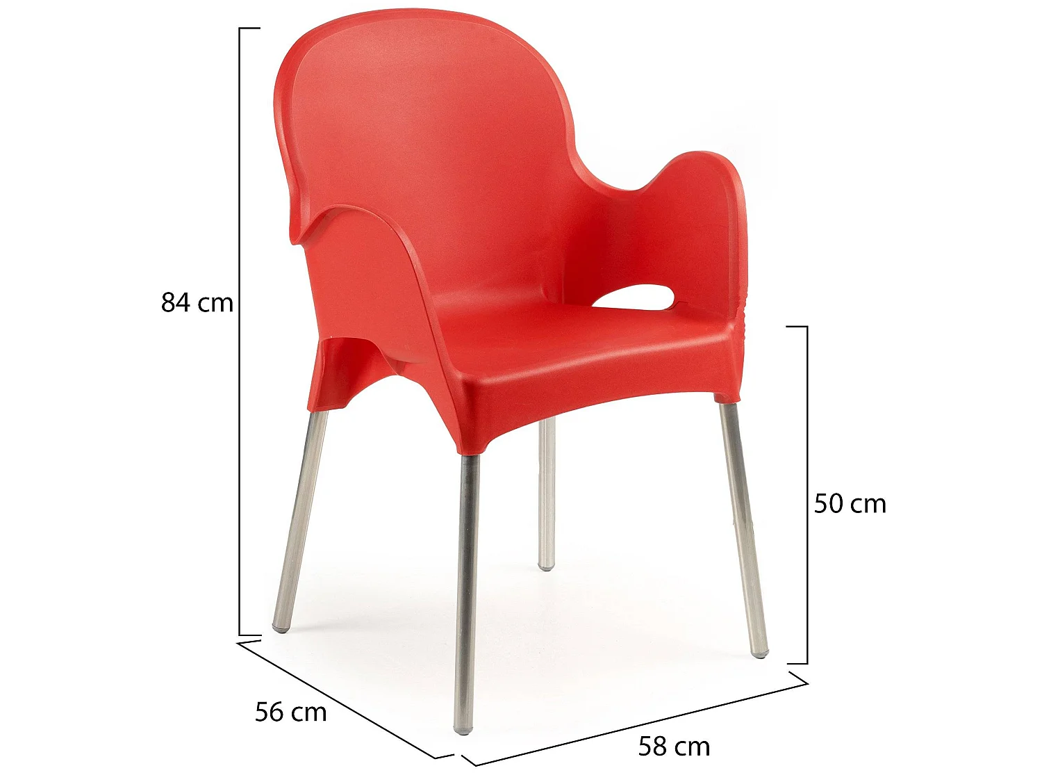 Sedia da Esterno Vashti, una Sedia Made in Italy, Rosso, Impilabile, Finitura Liscia
