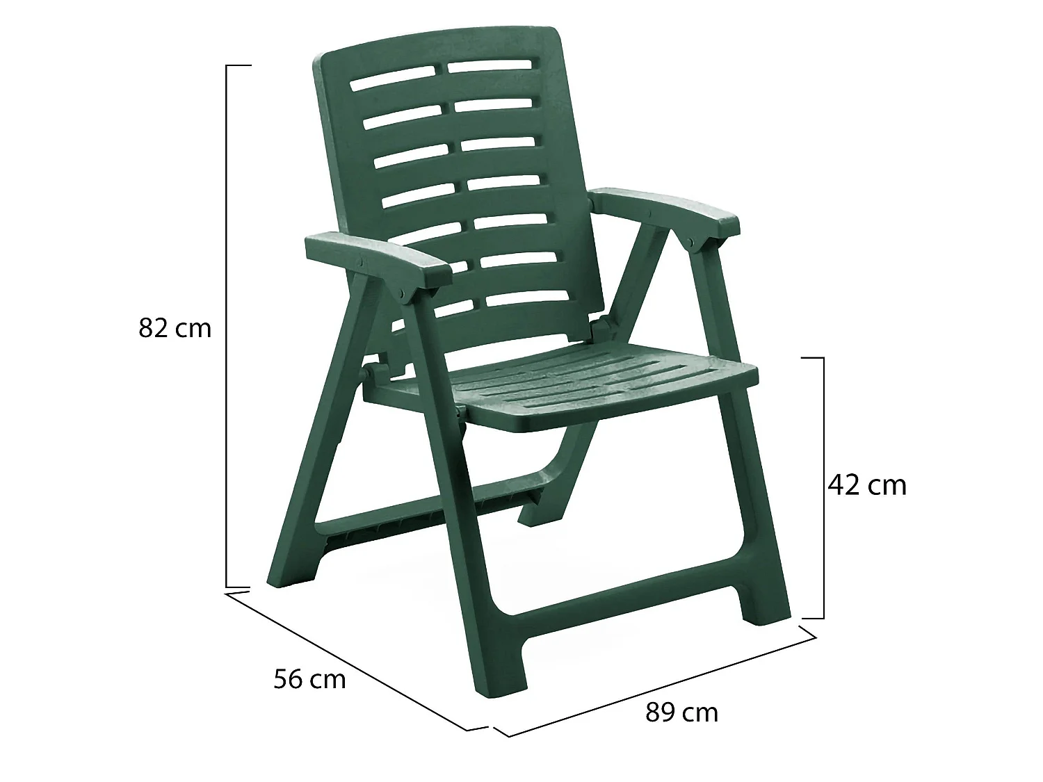 Sedia da Esterno Wadley, una Sedia Made in Italy, Verde, Schienale Reclinabile, Multiposizione