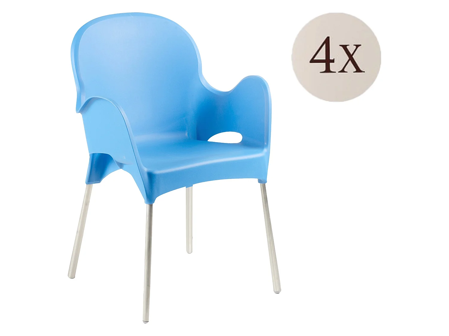 Sedia da Esterno Raimund, 4 Sedie Made in Italy, Azzurro, Impilabile, Finitura Liscia