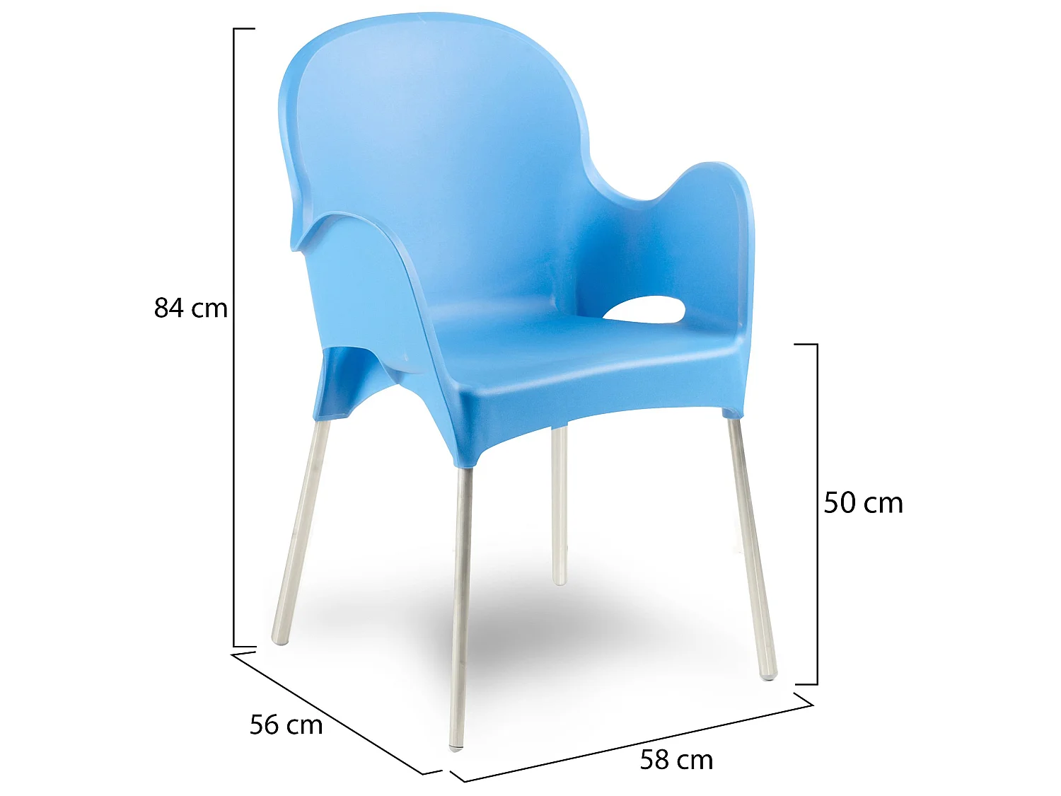 Sedia da Esterno Raimund, 4 Sedie Made in Italy, Azzurro, Impilabile, Finitura Liscia