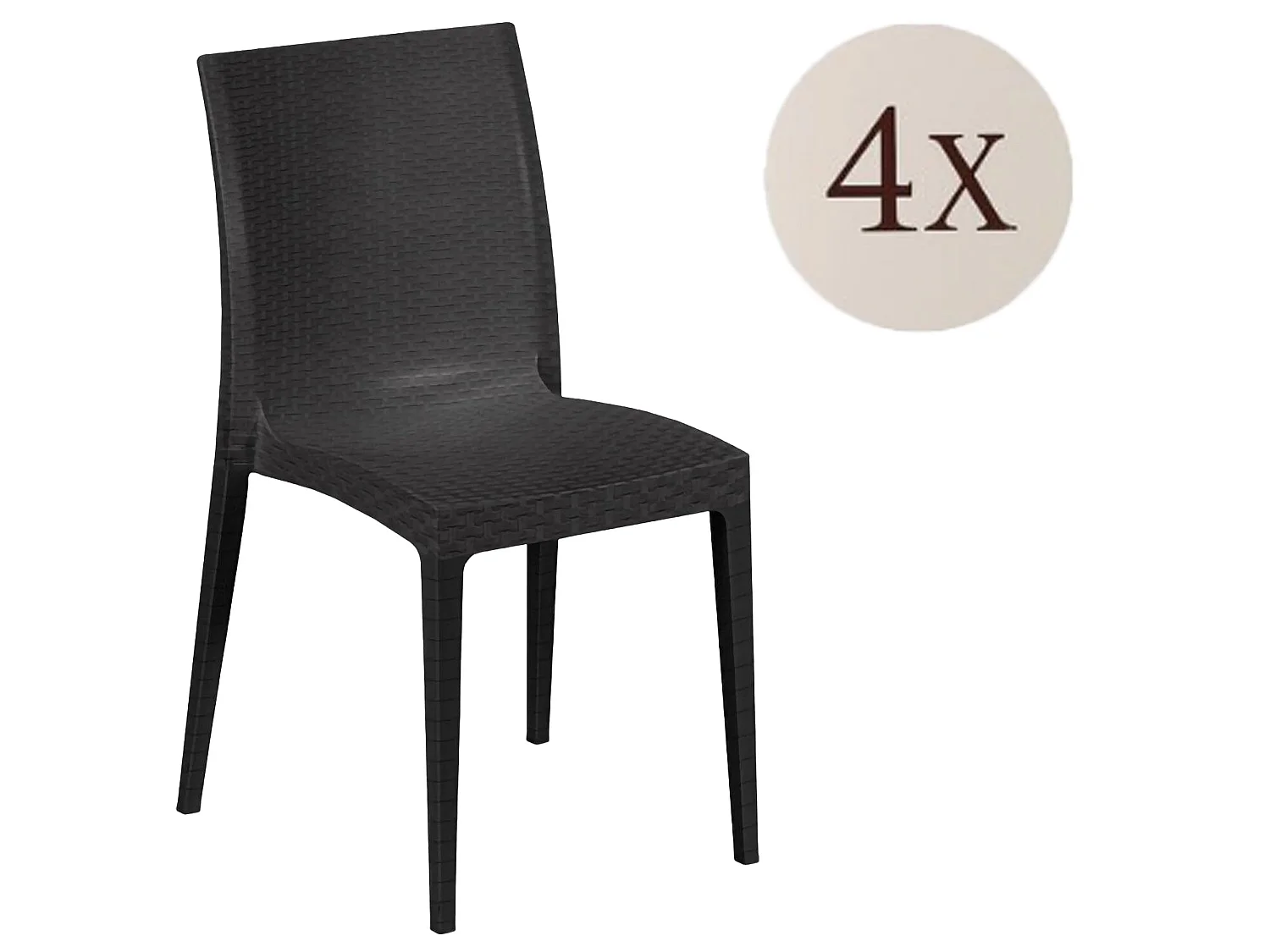 Buitenstoel Ormea, 4 stoelen gemaakt in Italië, antracietgrijs, stapelbaar, draagvermogen 120 kg