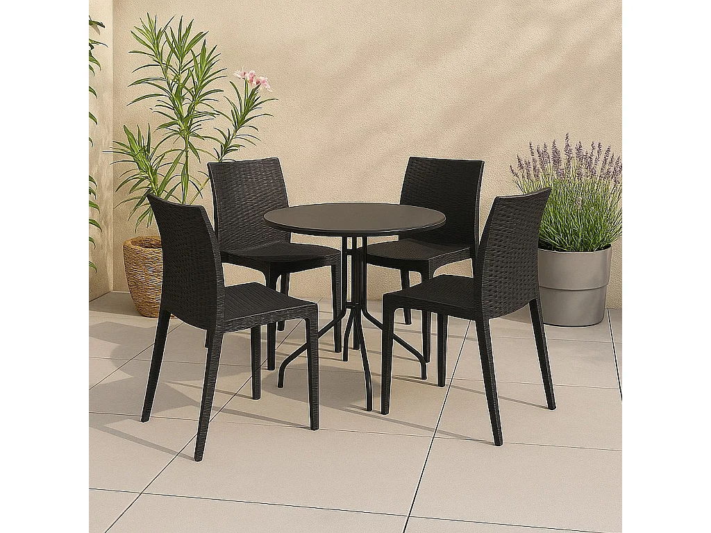Buitenstoel Ormea, 4 stoelen gemaakt in Italië, antracietgrijs, stapelbaar, draagvermogen 120 kg