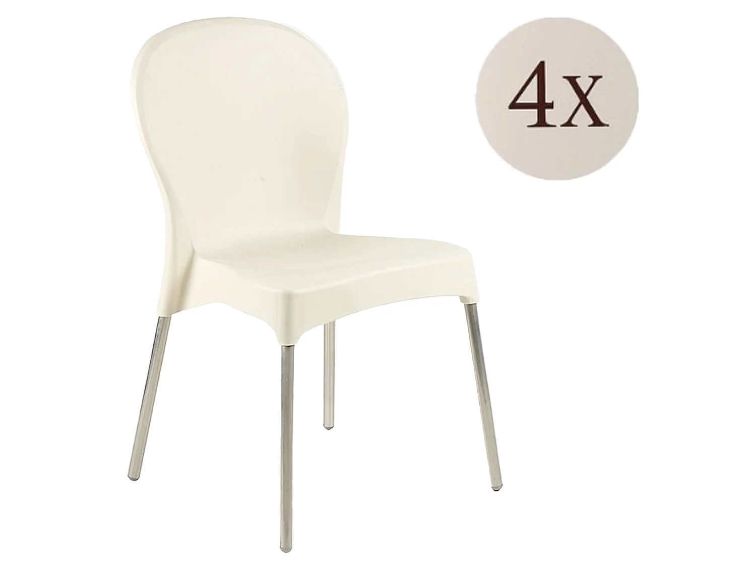 Sedia da Esterno Eclectic, 4 Sedie Made in Italy, Beige, Impilabile, Finitura Liscia
