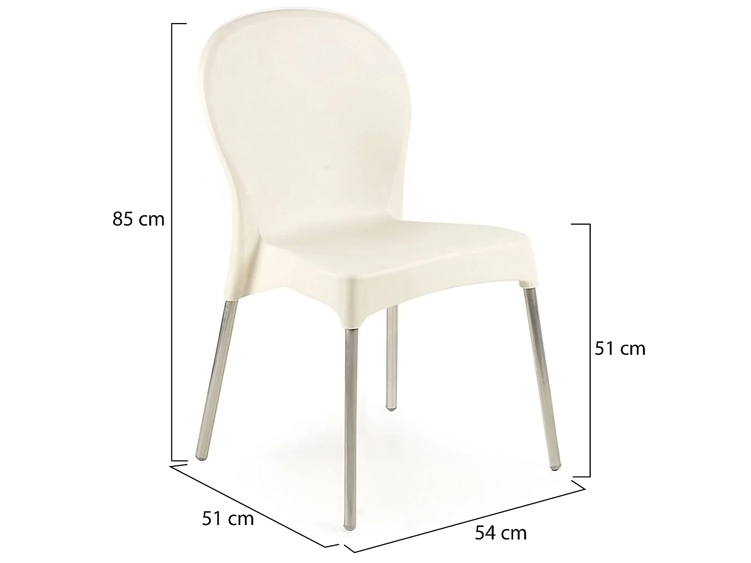 Sedia da Esterno Eclectic, 4 Sedie Made in Italy, Beige, Impilabile, Finitura Liscia